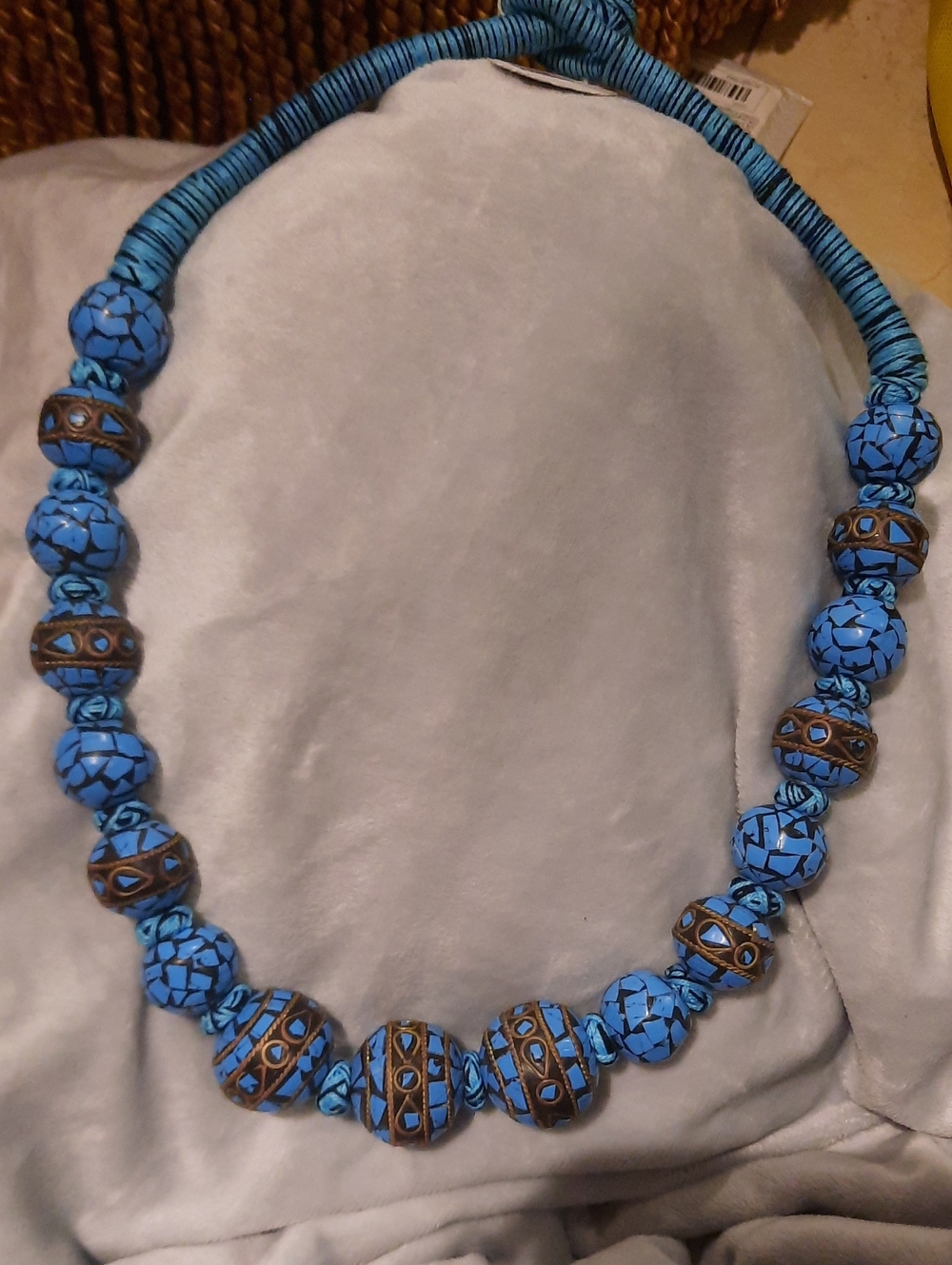 MASSIVE FERN FINDS AUTHENTIC GENUINE TURQUOISE CHUNKY BEADED NECKLACE COLLAR NWT